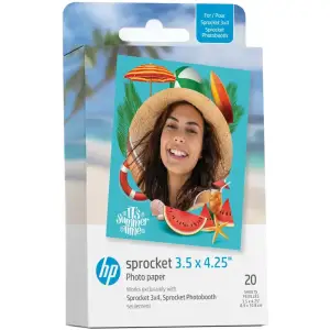 Фотопапір HP Sprocket Zink 3.5"x4.25" Глянцевий, самоклеючий, 20 листів (HPIZ3X420) UA
