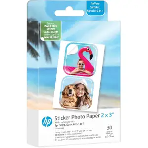 Фотопапір HP CutOut Sticker Zink 2"x3" Глянцевий, самоклеючий, стікери, 30 листів (HPIZ2X330C) UA