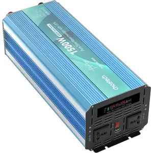 Інвертор Choetech з зарядкою, функція ДБЖ 12\220V 1500Вт, LiFePO₄/Li-ion/AGM/GEL, чиста синусоїда (INV-C1500WUPS-EU) UA