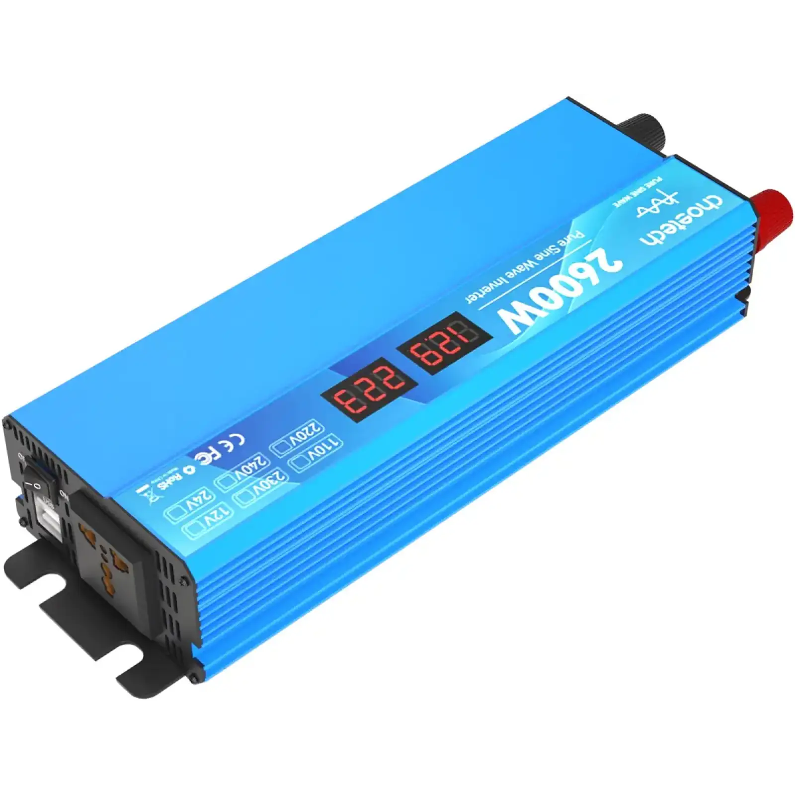 Інвертор автомобільний Choetech 12\220V 2600W (1300Вт), чиста синусоїда (CJ2600Q-V2) UA
