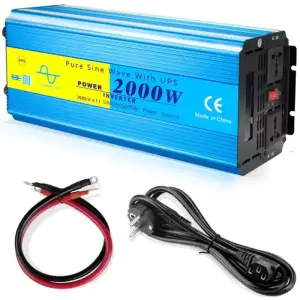 Інвертор Choetech з зарядкою, функція ДБЖ 12\220V 2000Вт, LiFePO₄/Li-ion/AGM/GEL, чиста синусоїда (INV-C2000WUPS-EU) UA
