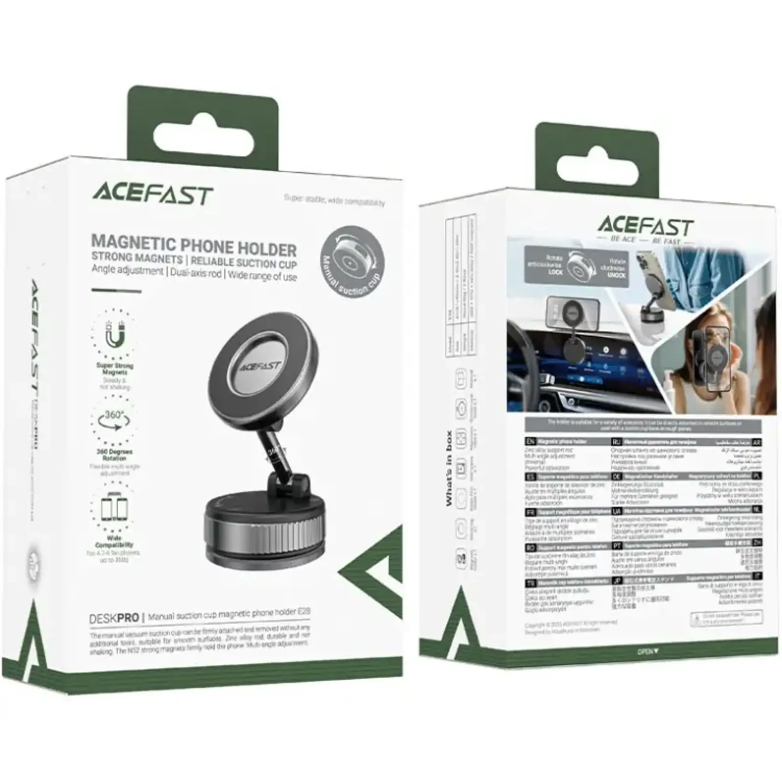 Тримач для смартфона Acefast E28 manual suction cup metal grey (6974316284833) UA