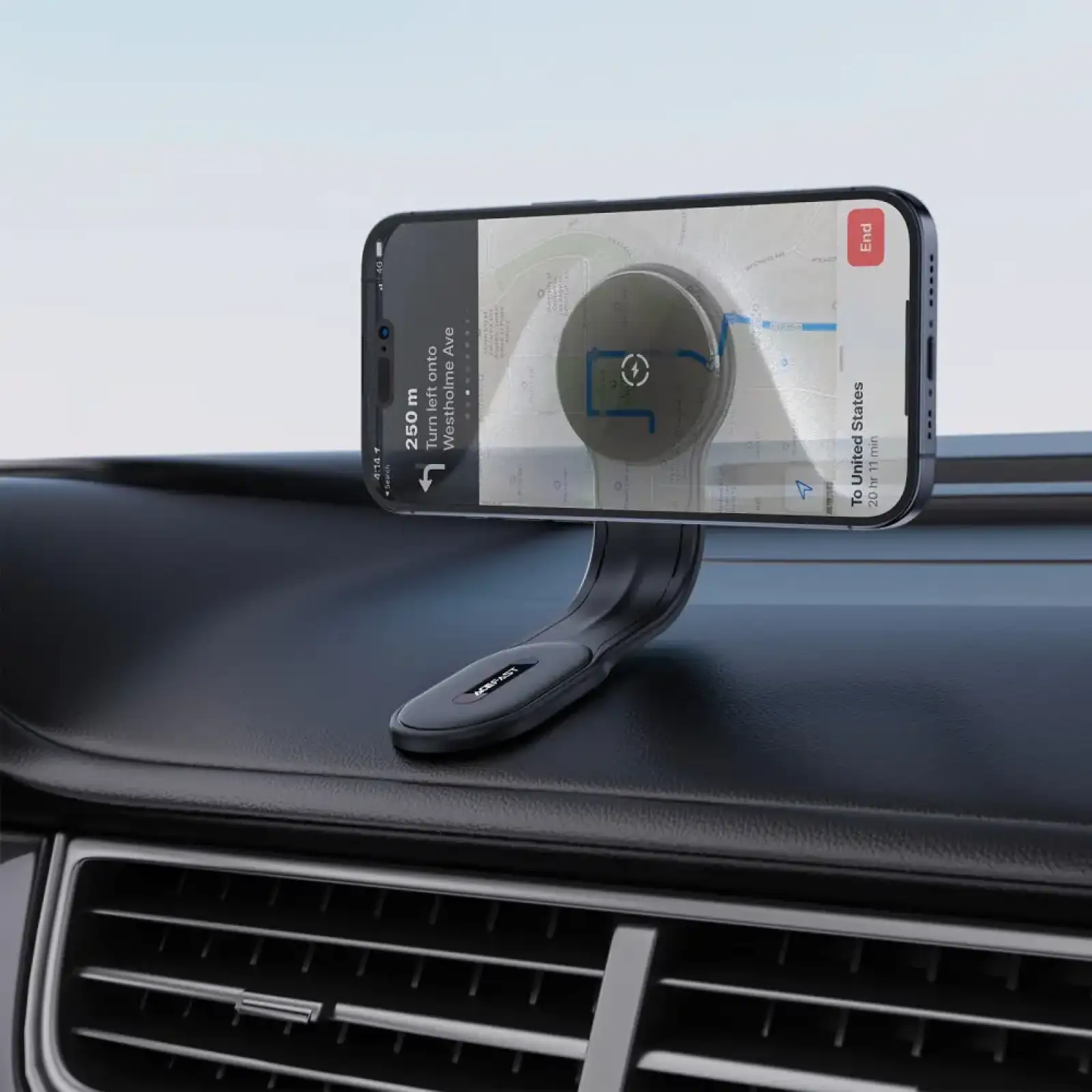 Автомобільне кріплення для смартфона D21 Magnetic wireless (на панель) Velcro Acefast (6974316282907) UA