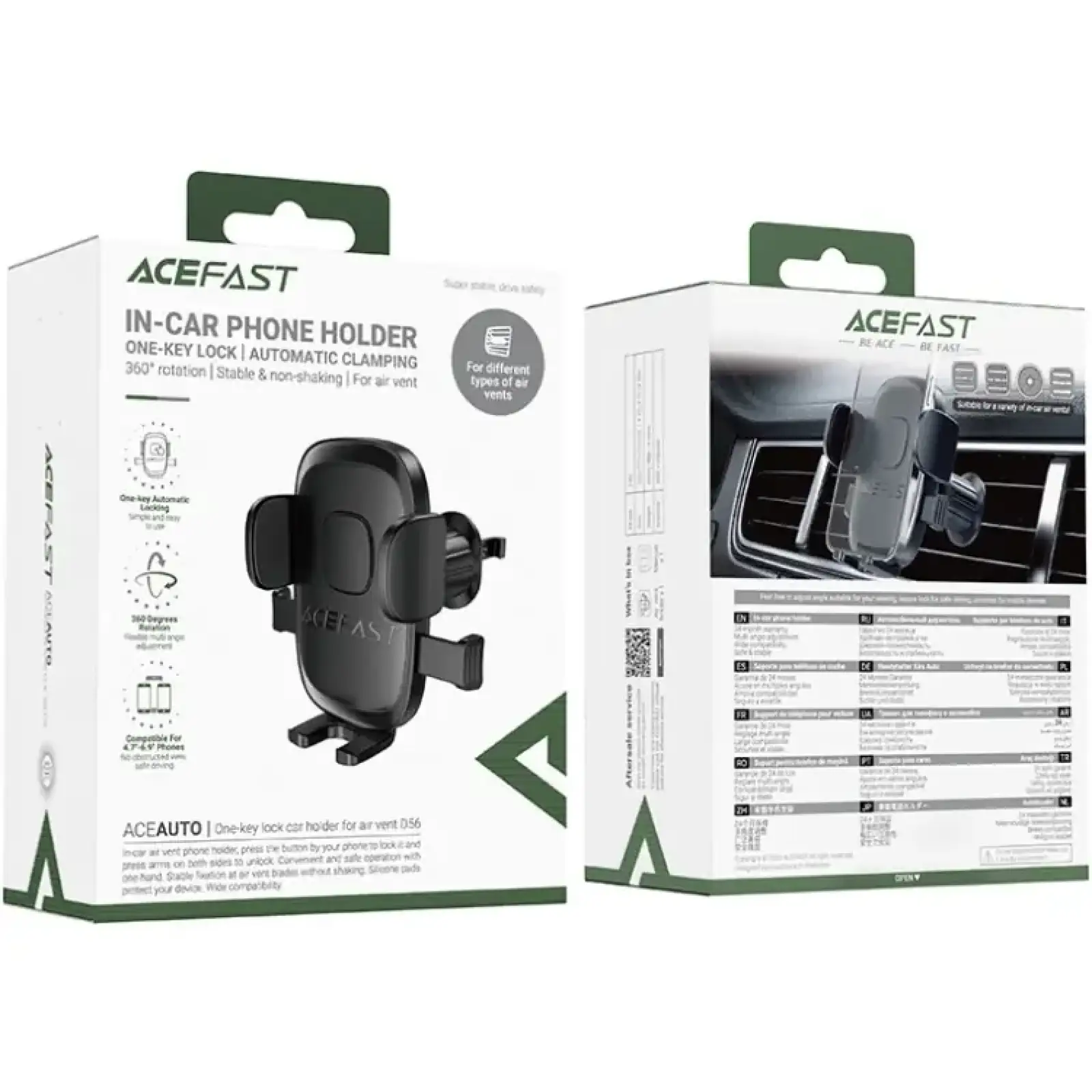 Автомобільне кріплення для смартфона D56 one-key lock Acefast (6974316284710) UA