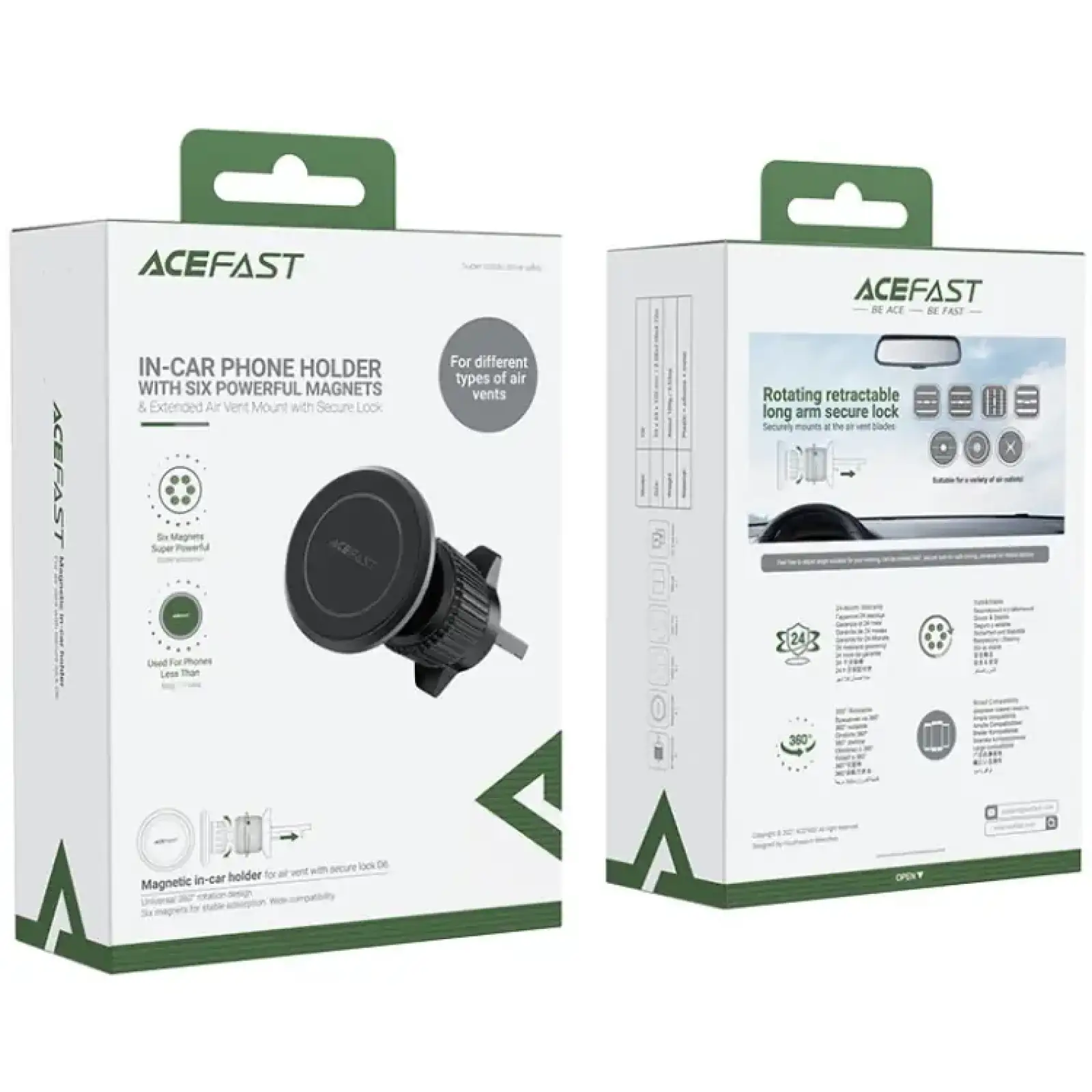 Автомобільне кріплення для смартфона D6 air outlet magnetic Acefast (6974316281160) UA