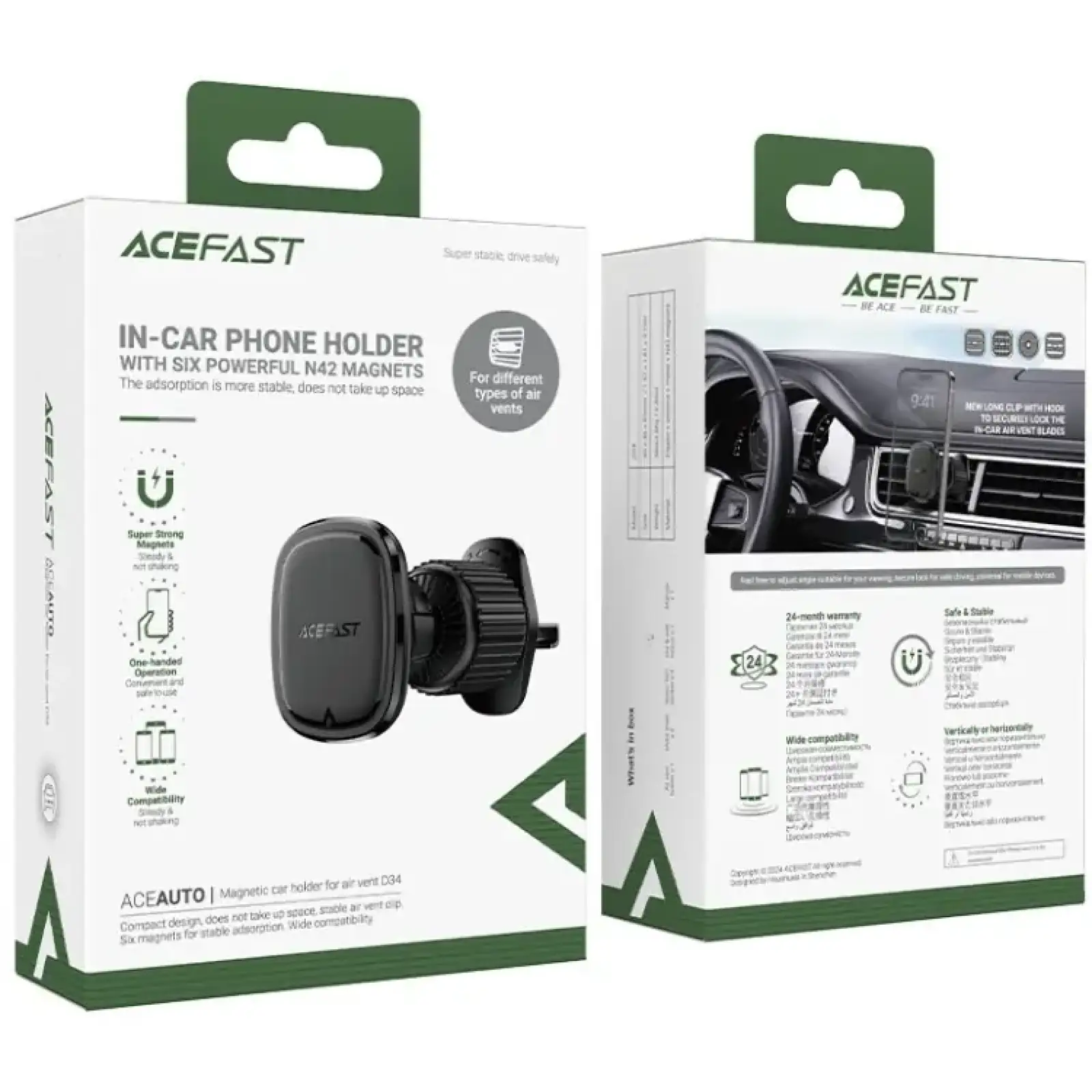 Автомобільне кріплення для смартфона D34 air outlet magnetic Acefast (6974316282310) UA