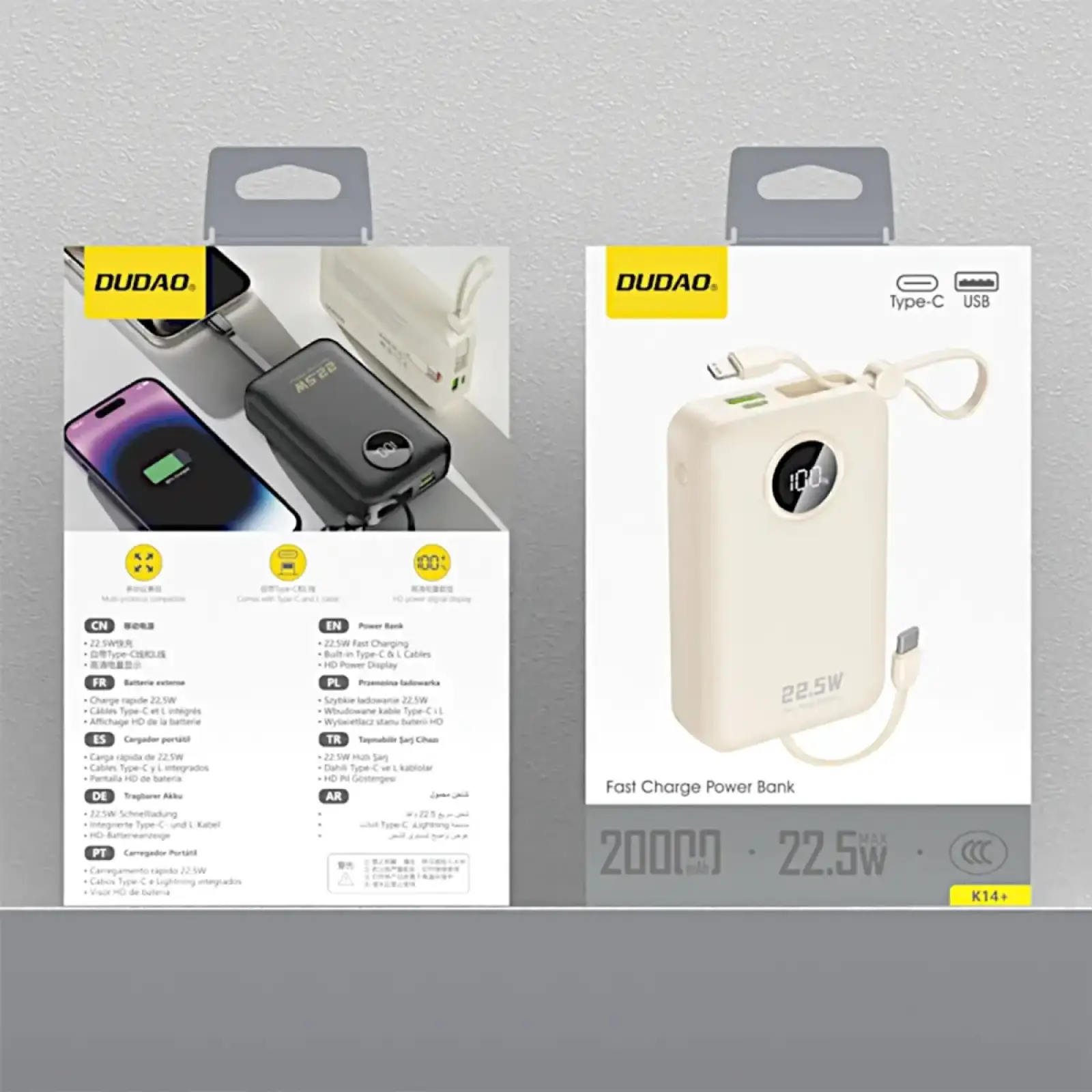 Зовнішній акумулятор Dudao 20000mAh K14+ (6977196680023) UA