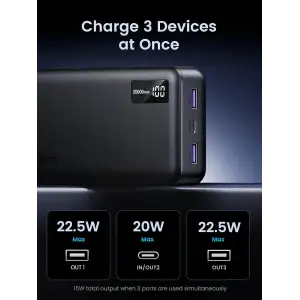 Зовнішній акумулятор Ugreen 20000mAh 22,5W PD 2хUSB-A +2xUSB-C Black (PB312) (25683) UA