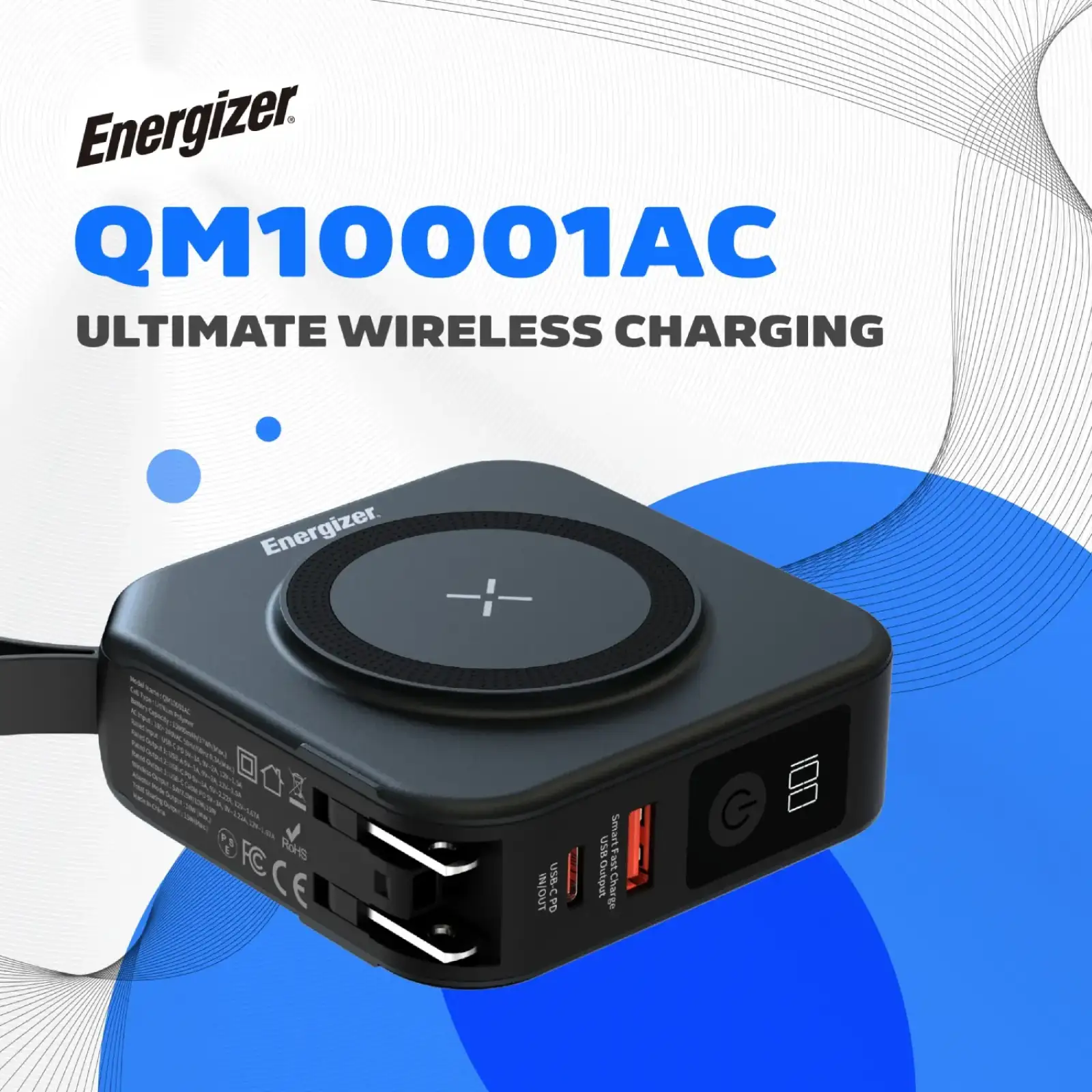 Зовнішній акумулятор Energizer Magnetic Wireless (QM10001AC) UA