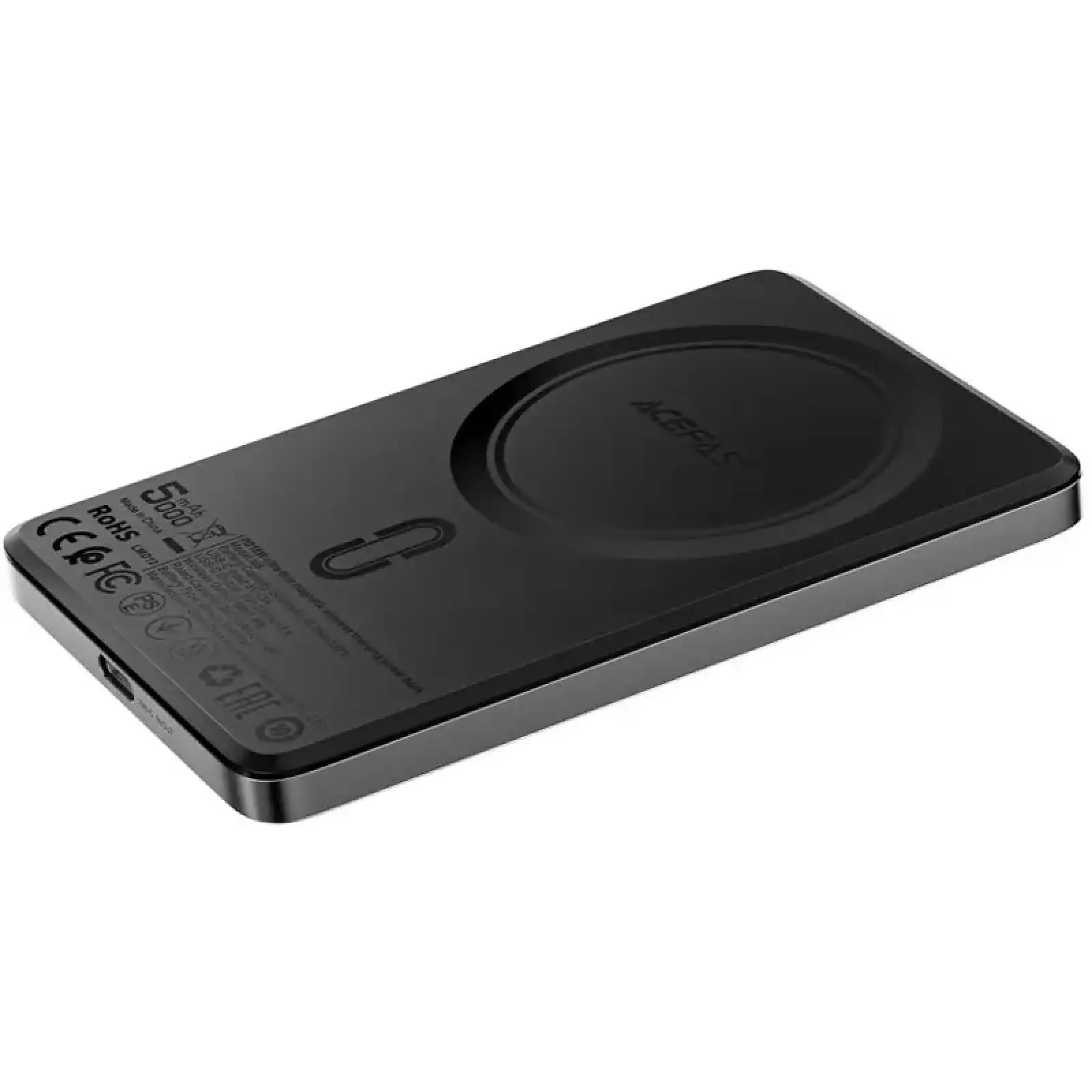 Зовнішній акумулятор Acefast Magnetic Wireless 5000mAh 18W PD,QC 3.0, QI 7.5 Вт, ультра тонкий, M8 Black (6974316283386) UA