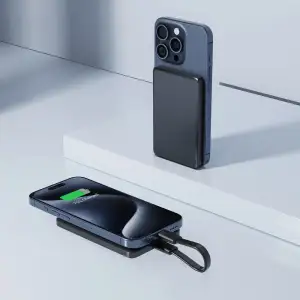 Зовнішній акумулятор Acefast Magnetic Wireless 5000mAh 18W PD,QC 3.0, QI 7.5 Вт, ультра тонкий, M8 Black (6974316283386) UA