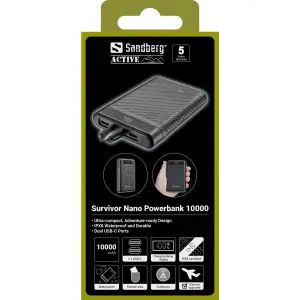 Зовнішній акумулятор Sandberg 10000mAh 20W PD Survivor Nano Powerbank 2xUSB-C IN/OUT, IPX8 (421-32) UA
