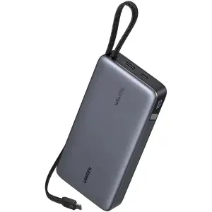 Зовнішній акумулятор Ugreen 25000mAh 165W PD3.1/QC, USB-A,USB-С IN/OUT, with built in 2xUSB-C cables (PB552) Gray (55995B) UA