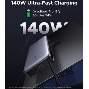 Зовнішній акумулятор Ugreen 25000mAh 165W PD3.1/QC, USB-A,USB-С IN/OUT, with built in 2xUSB-C cables (PB552) Gray (55995B) UA