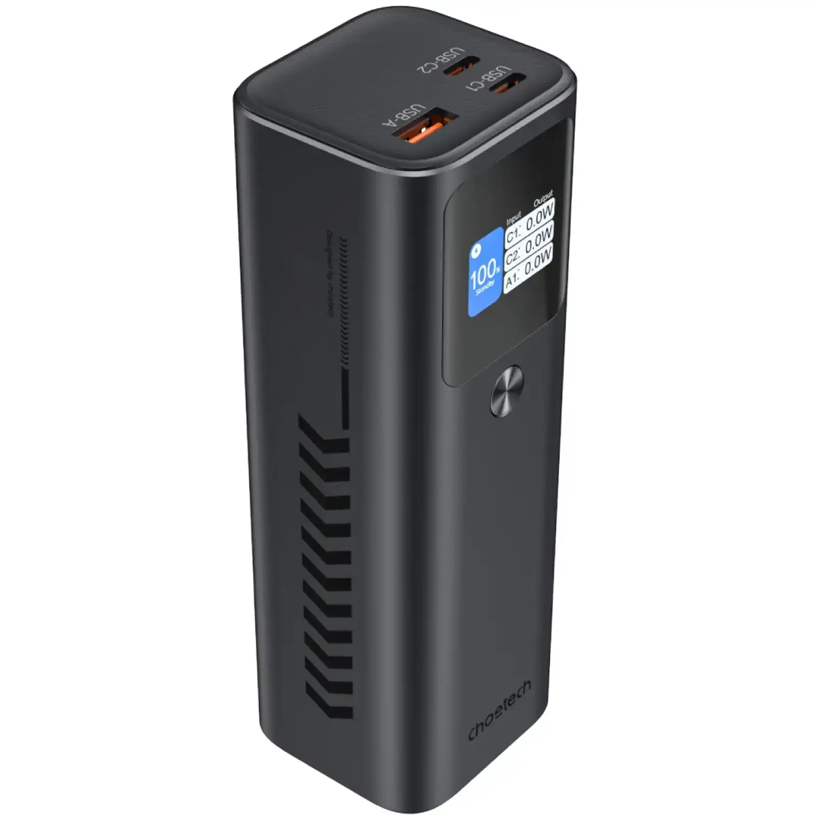 Зовнішній акумулятор Choetech 27000mAh 140W PD5.0,QC3.0, USB-A, 2xUSB-C In/Out, TFT Display, black (B670-CCGY) UA