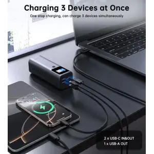 Зовнішній акумулятор Choetech 27000mAh 140W PD5.0,QC3.0, USB-A, 2xUSB-C In/Out, TFT Display, black (B670-CCGY) UA