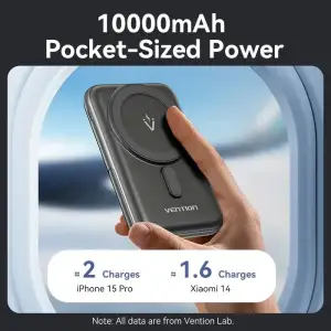Зовнішній акумулятор Vention Magnetic Wireless 10000mAh 20W PD USB-C In/Out, QI-15W Black (FHNB0) UA