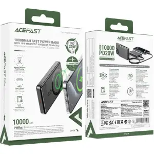 Зовнішній акумулятор Acefast Magnetic Wireless 10000mAh 20W PD,QC 3.0, QI 15W M12 Black (6974316283393) UA