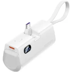 Зовнішній акумулятор Vention 4800mAh 22,5W PD, USB-C In/Out, LED display, with built-in Lightning cable White (FHQW0) UA