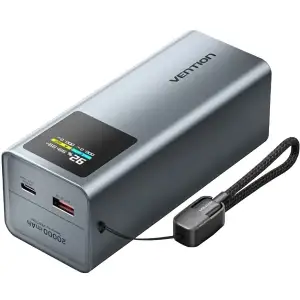 Зовнішній акумулятор Vention 20000mAh 100W PD,QC3.0, USB-A,USB-C In/Out,with Detachable USB-C Cable, TFT Display,Gray (FKCH0) UA