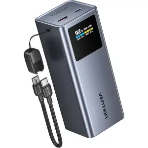 Внешний аккумулятор Vention 20000mAh 100W PD,QC3.0, USB-A,USB-C In/Out,with Detachable USB-C Cable, TFT Display,Gray (FKCH0) UA