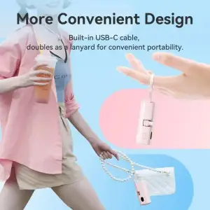 Внешний аккумулятор Vention 4800mAh 22,5W PD, USB-C In/Out, LED display, with built-in USB-C cable Pink (FHRP0) UA