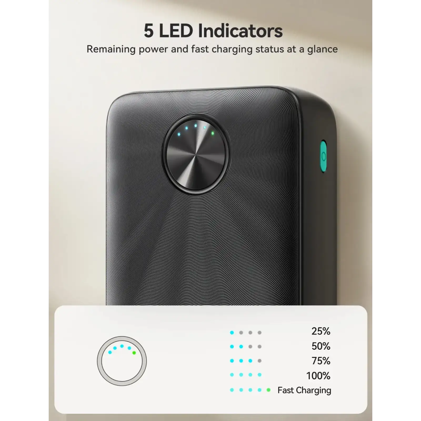 Зовнішній акумулятор Joyroom 20000mAh 22,5W PD,QC3.0, 2xUSB-A, USB-C In/Out Black (JR-PBF16) UA