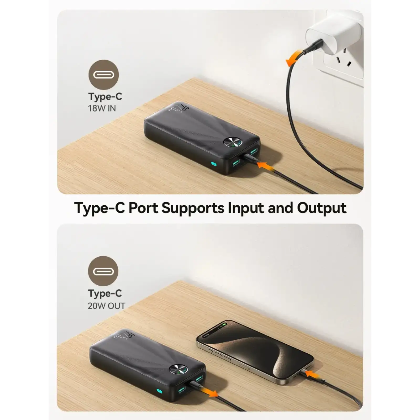 Зовнішній акумулятор Joyroom 20000mAh 22,5W PD,QC3.0, 2xUSB-A, USB-C In/Out Black (JR-PBF16) UA