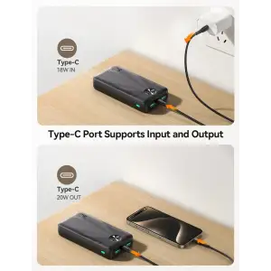 Зовнішній акумулятор Joyroom 20000mAh 22,5W PD,QC3.0, 2xUSB-A, USB-C In/Out Black (JR-PBF16) UA