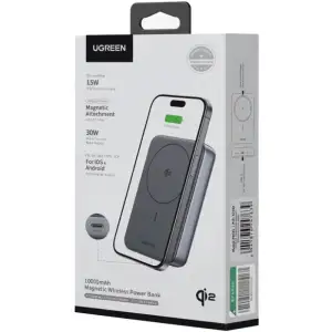 Зовнішній акумулятор Ugreen Magnetic Wireless 10000mAh 30W QI2 USB-C In/Out (PB761) Black (45763) UA