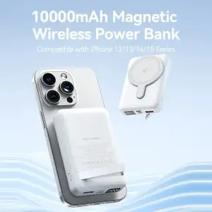 Зовнішній акумулятор Vention Magnetic Wireless 10000mAh 22.5W PD,QC 3.0,USB-C,Lightning,USB-A,LED Display White (FHTW0) UA