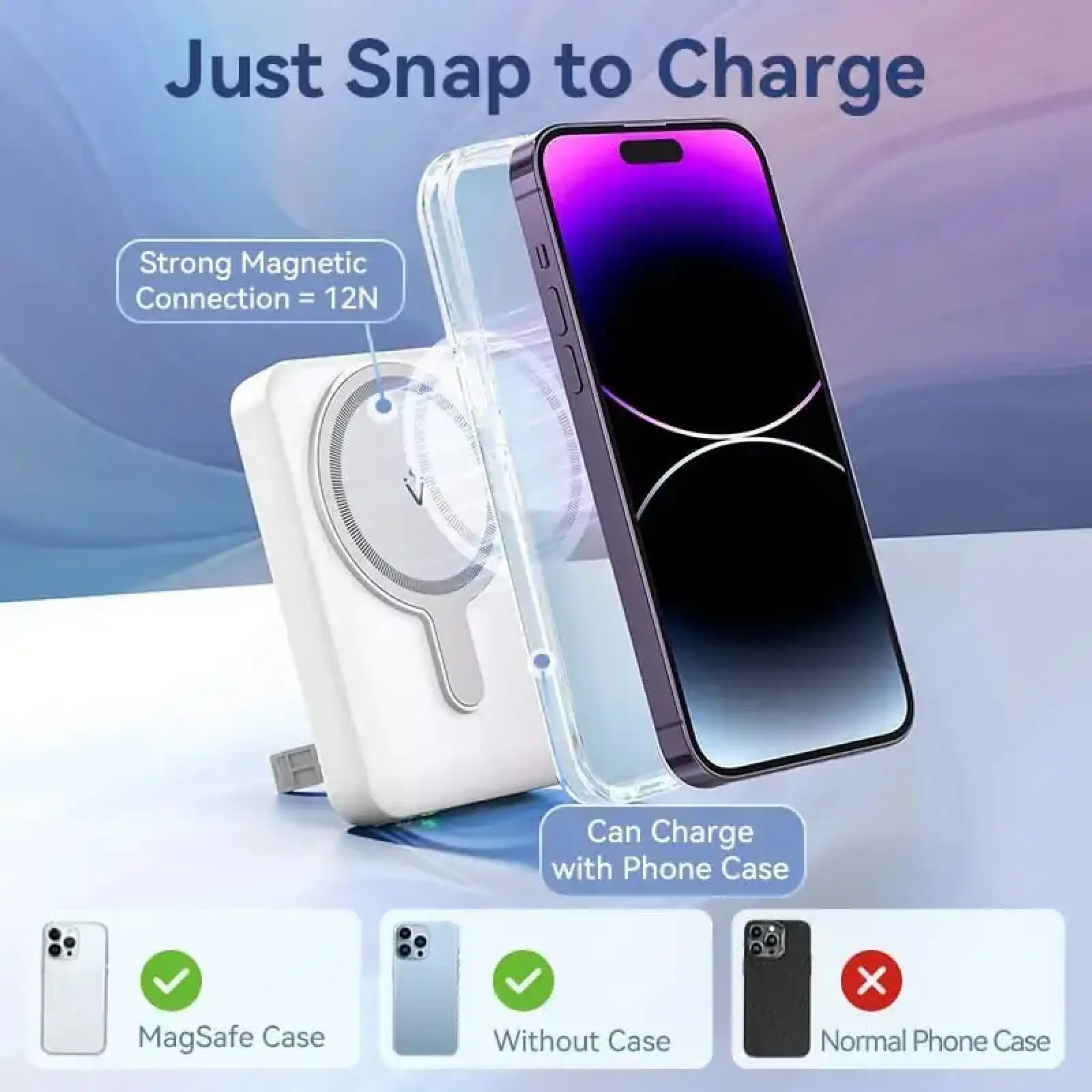 Зовнішній акумулятор Vention Magnetic Wireless 10000mAh 22.5W PD,QC 3.0,USB-C,Lightning,USB-A,LED Display White (FHTW0) UA