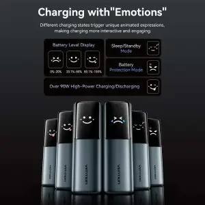 Зовнішній акумулятор Vention 27000mAh 200W PD3.1, USB-A, USB-C In/Out, with Built-in USB-C Cable, TFT Display, Gray (FKGH0) UA