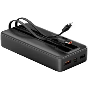 Зовнішній акумулятор Vention 20000mAh 22.5W PD, Micro-USB/USB-C/2xUSB-A, built-in USB-C+Lightning Cables Black (FHPB0) UA