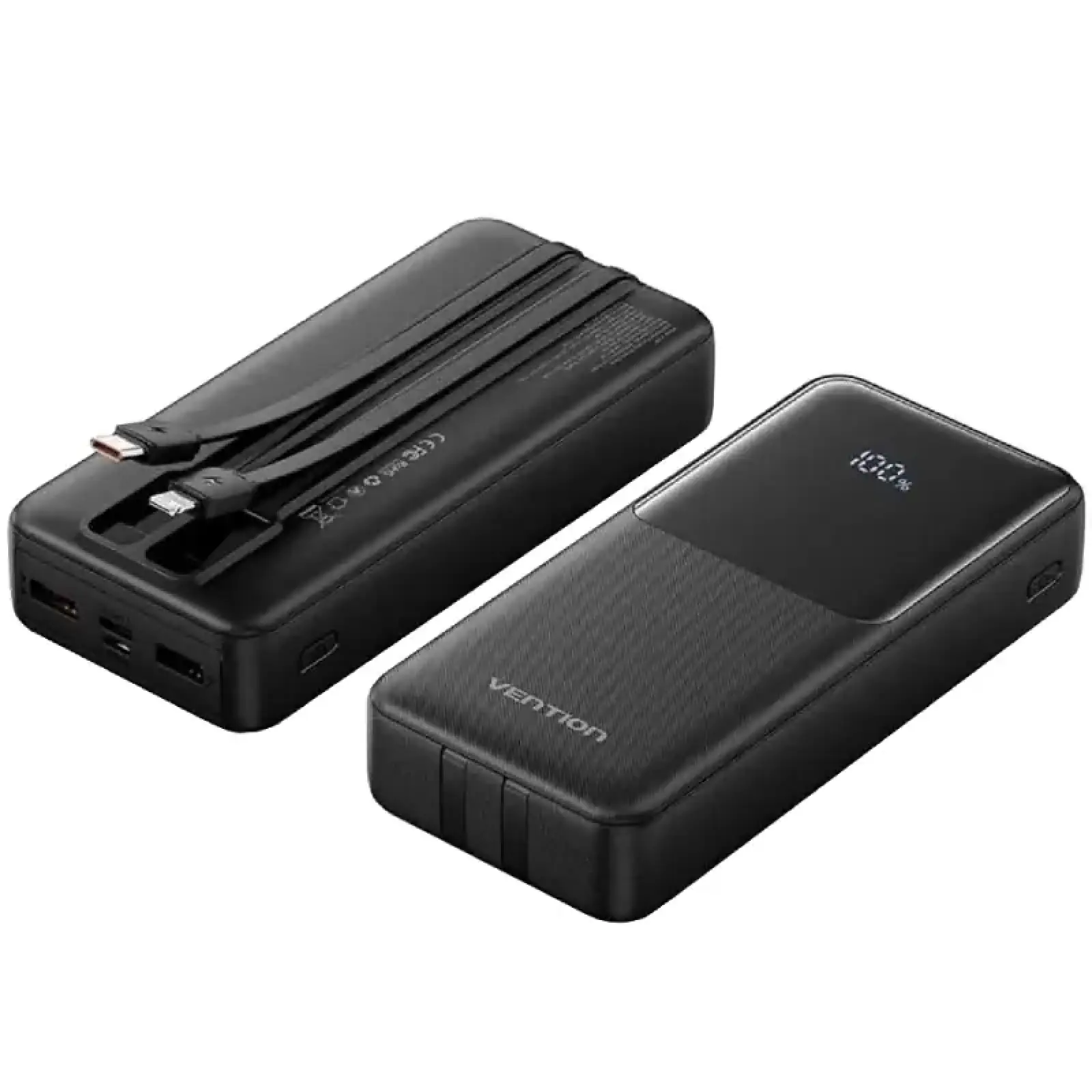 Зовнішній акумулятор Vention 20000mAh 22.5W PD, Micro-USB/USB-C/2xUSB-A, built-in USB-C+Lightning Cables Black (FHPB0) UA