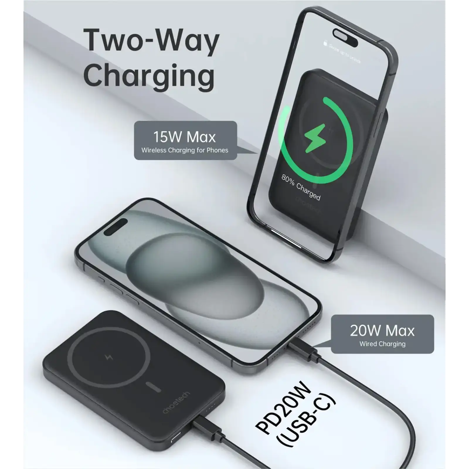 Внешний аккумулятор Choetech Magnetic Wireless Black (B709-CCBK) UA
