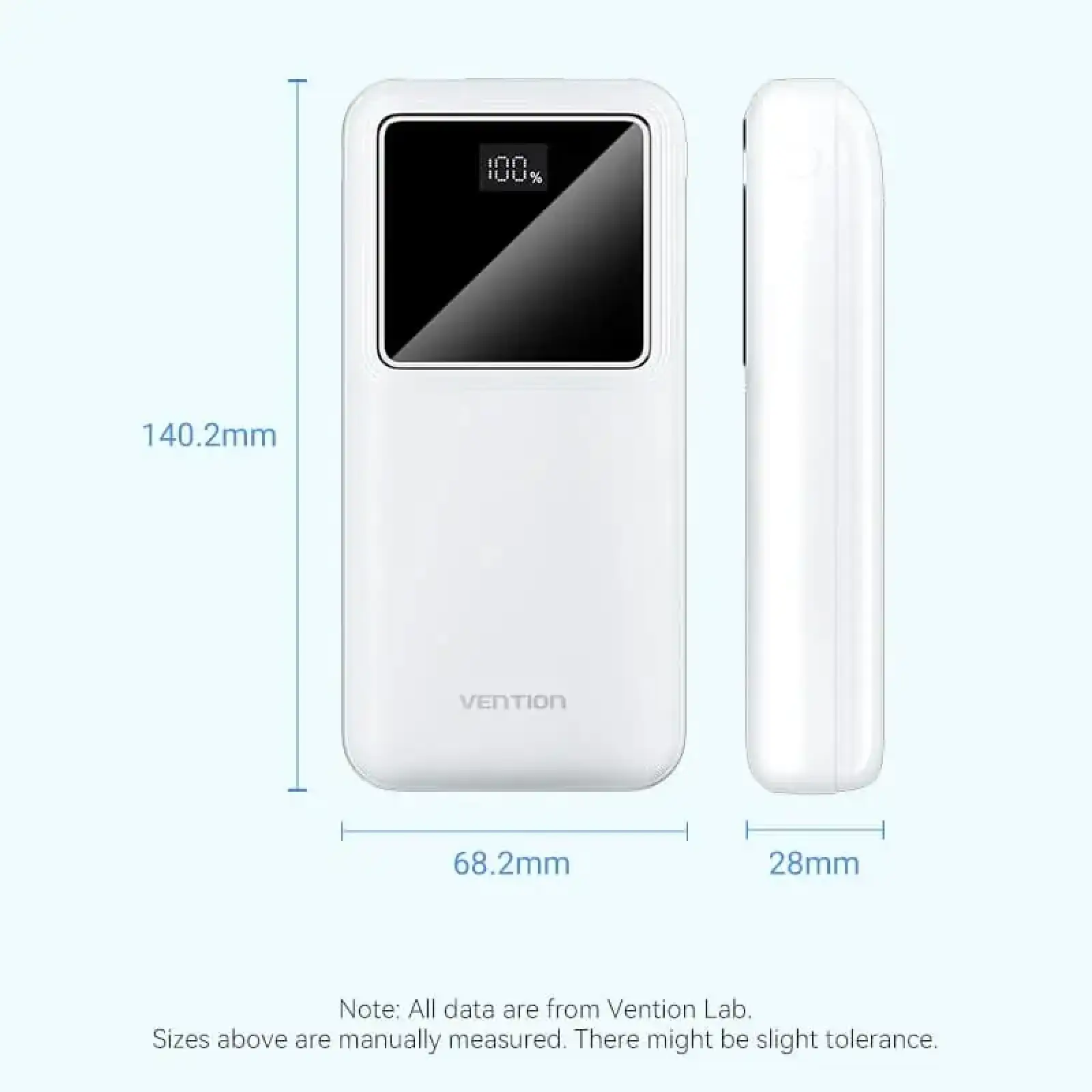 Зовнішній акумулятор Vention 20000mAh 22.5W 3A,PD,QC 3.0, Micro-USB,USB-C,2xUSB-A, LED Display White (FHLW0) UA