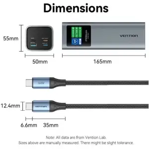 Зовнішній акумулятор Vention 27000mAh 140W PD3.1, USB-A, 2xUSB-C, LED Display, Gray (FKEH0) UA