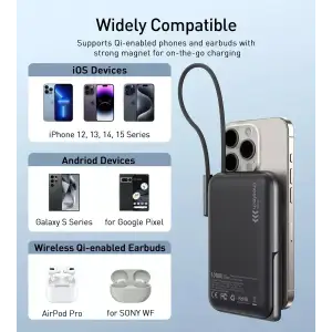 Зовнішній акумулятор Choetech Magnetic Wireless (B735-CCBK) UA