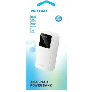 Зовнішній акумулятор Vention 30000mAh 22.5W, PD,QC3.0, Micro-USB,USB-C,2xUSB-A,LED Display White (FHMW0) UA