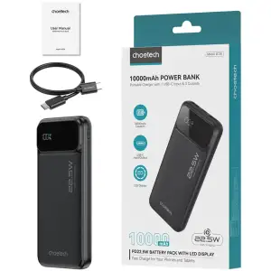 Зовнішній акумулятор Choetech 10000mAh 22.5W PD,QC3.0 2USB-A+USB-C Black (B728-CCBK) UA