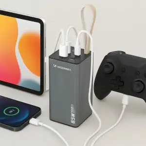 Зовнішній акумулятор Wozinsky 30000mAh K65+ 65W PD,QC USB-A,2xUSB-C Gray (5907769364457) UA