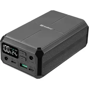 Зовнішній акумулятор Sandberg 27000mAh Laptop DC12–24v 84W,100W PD, QC3.0, USB-A, 2xDC, 2xUSB-C, QI-10W, PowerThru (421-13) UA