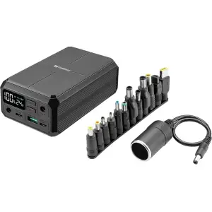 Зовнішній акумулятор Sandberg 27000mAh Laptop DC12–24v 84W,100W PD, QC3.0, USB-A, 2xDC, 2xUSB-C, QI-10W, PowerThru (421-13) UA