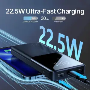Зовнішній акумулятор Joyroom 10000mAh 22,5W PD,QC3.0, 2xUSB-A, USB-C In/Out, Micro USB in, Black (JR-QP191) UA