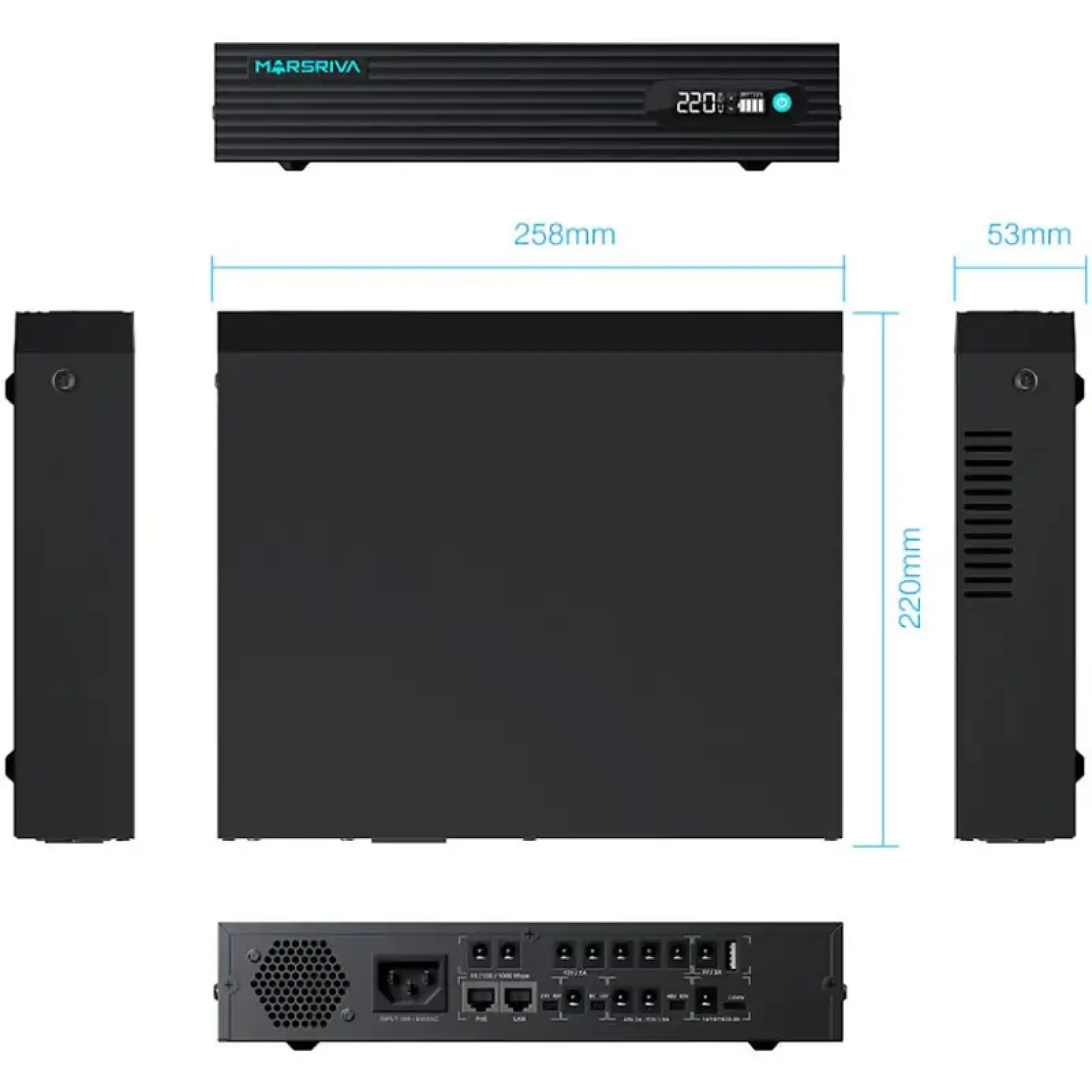 ДБЖ Marsriva DC Router UPS KP9 Pro 12xDC+PoE24V1A+USB,14V/16V/19V/24V/48V/53V 240VAC 100W 24000mAh (KP9 Pro_MARSRIVA) UA