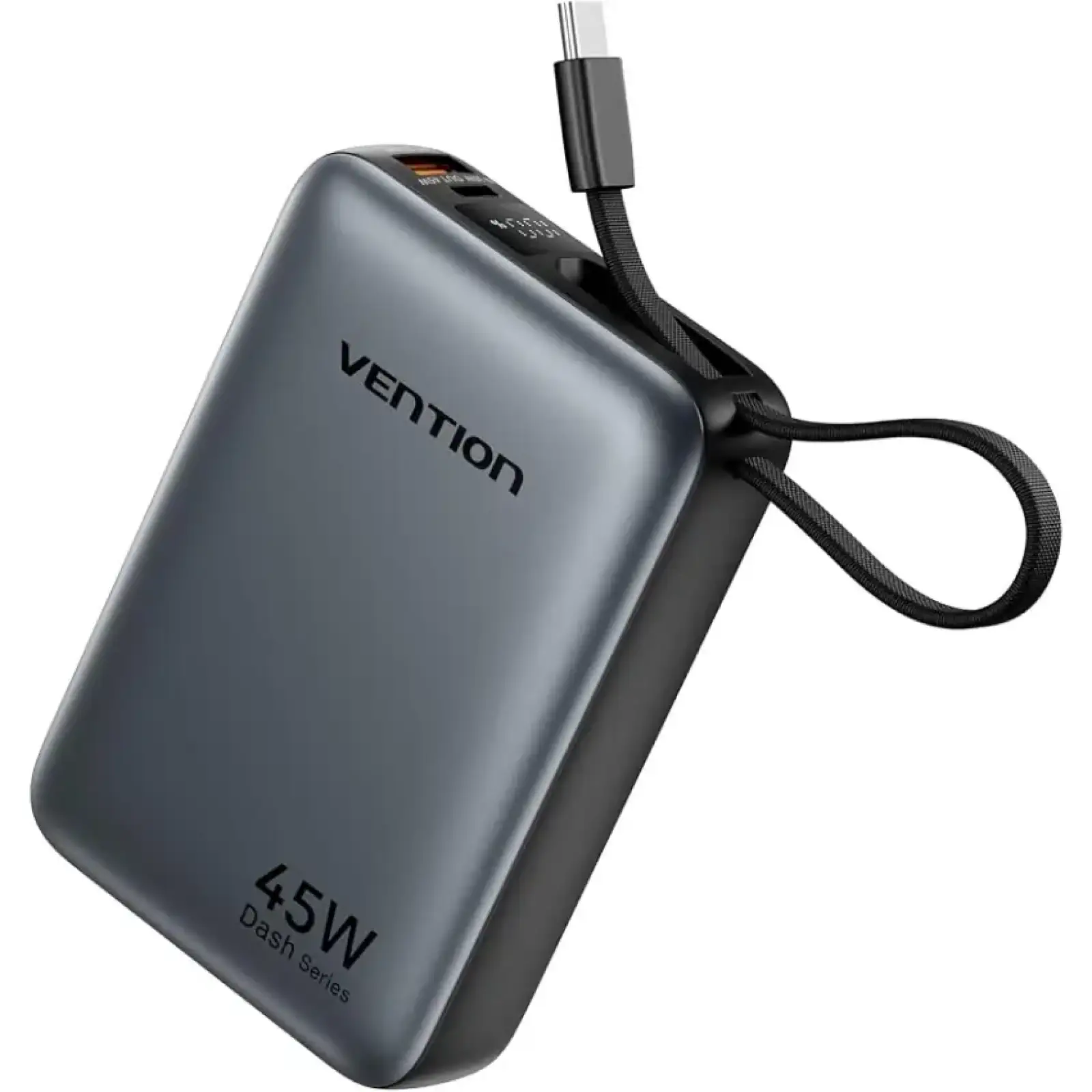 Зовнішній акумулятор Vention 20000mAh 45W PD3.1, USB-A, USB-C In/Out, with Built-in USB-C cable Gray (FHGH0) UA