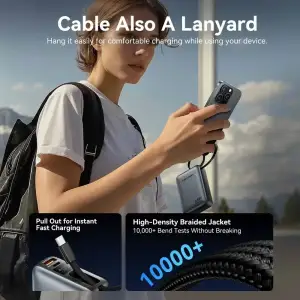 Зовнішній акумулятор Vention 20000mAh 45W PD3.1, USB-A, USB-C In/Out, with Built-in USB-C cable Gray (FHGH0) UA