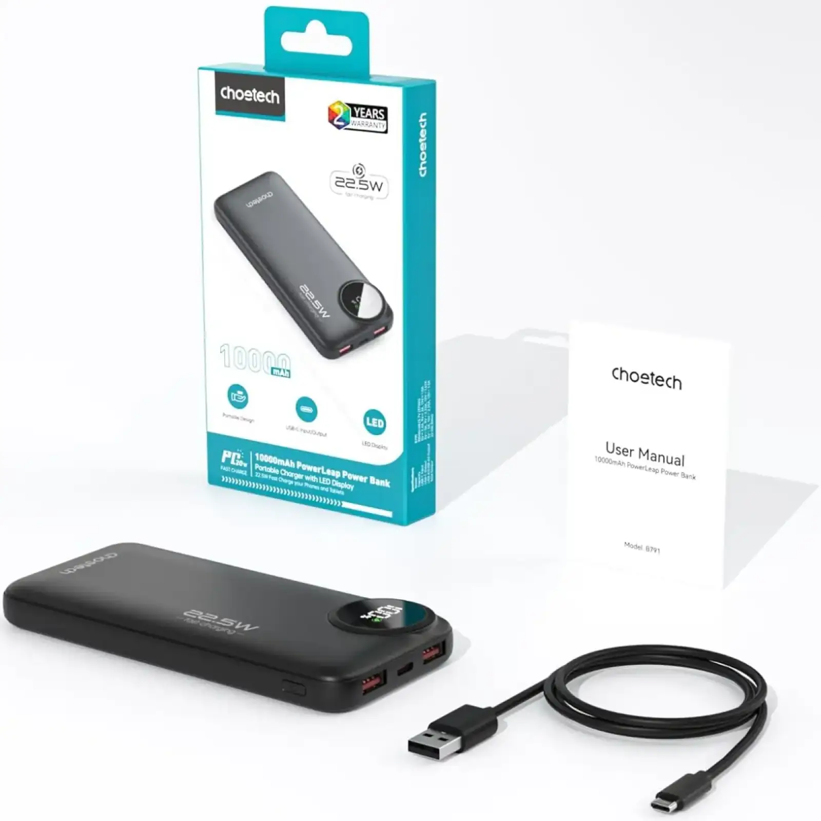 Зовнішній акумулятор Choetech (M15-B791-ACBK-NG) UA