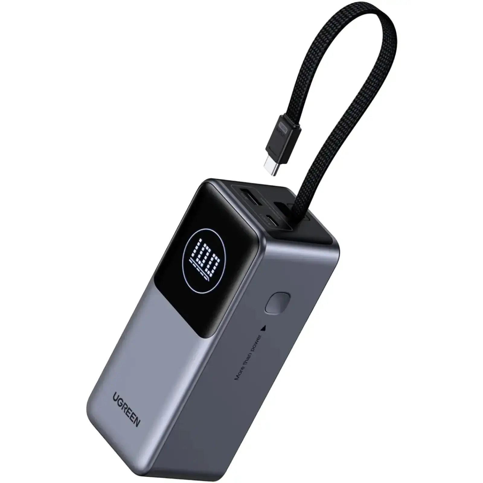 Зовнішній акумулятор Ugreen 20000mAh 130W PD/QC, USB-A, USB-С In/Out with built-in USB-C cable (PB723) Gray (55365B) UA